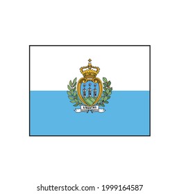 San Marino flag rectangle push button on isolated white background for European concepts