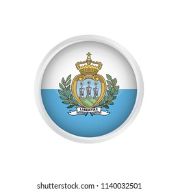San Marino flag as round glossy icon. Button with San Marino flag. National flag for country of San Marino isolated, Vector illustration eps10.