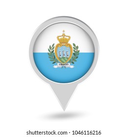 San Marino Flag Round Pin Icon. Vector icon.