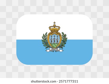 San Marino flag - rounded rectangle colorful flag representing a country cultural identity and heritage. The essence of national pride and unity. Vector flag on transparent background.