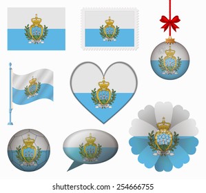 San Marino flag set of 8 items vector