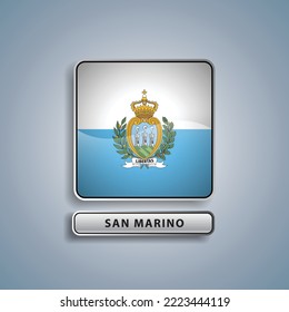 San Marino flag square button vector illustration