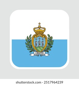 san marino flag square flat vector with rounded corners and white border, vector illustration	