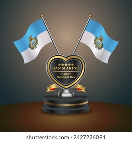 San Marino flag in a stand on table. Vector Illustration
