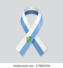 San Marino flag stripe ribbon on white background. Vector illustration.