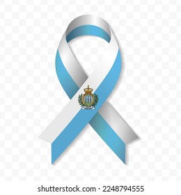 San Marino flag stripe ribbon vector illustration on a transparent background vector image (PNG).