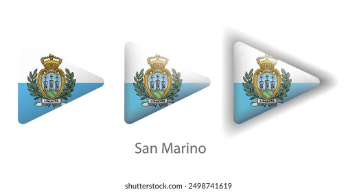 San Marino flag vector icons set in the shape of rounded triangle