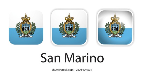 San Marino flag vector icons set in the shape of rounded square