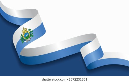 San Marino flag wavy abstract background. Vector illustration.