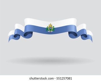 San Marino flag wavy abstract background. Vector illustration.