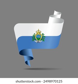 San Marino flag wavy ribbon background. Vector illustration.