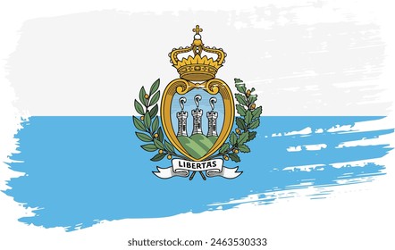 San Marino flag, wide brush stroke on transparent background, vector.