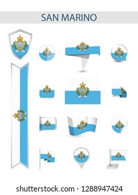 San Marino Flat Flag Collection. Flat flags vector illustration.