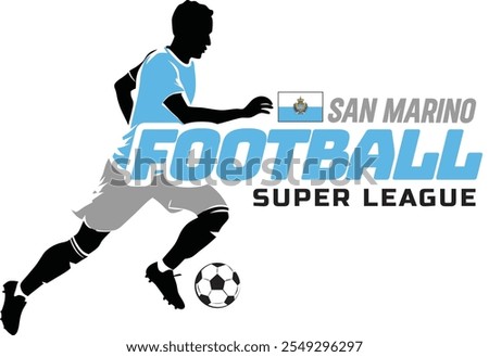 San Marino football league, Soccer ball, Football logo, Footballer Kick the Ball isolated on white background, Vector Illustration