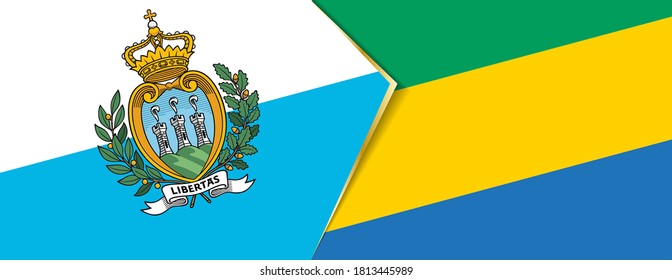 San Marino and Gabon flags, two vector flags symbol of relationship or confrontation.