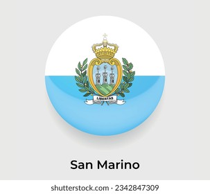 San Marino glossy national flag bubble round shape icon vector illustration glass