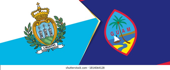 San Marino and Guam flags, two vector flags symbol of relationship or confrontation.