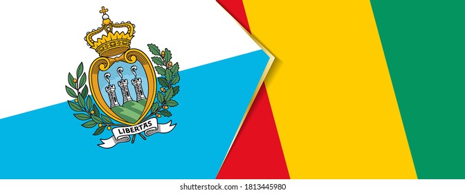 San Marino and Guinea flags, two vector flags symbol of relationship or confrontation.