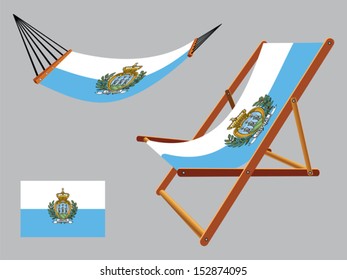 san marino hammock and deck chair set against gray background, abstract vector art illustration