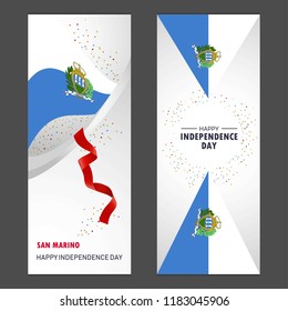 San Marino Happy independence day Confetti Celebration Background Vertical Banner set
