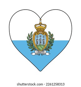 San Marino Heart Shape Flag. Love San Marino. Visit San Marino. Southern Europe. Europe. European Union. Vector Illustration Graphic Design.