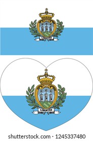 San Marino heart shaped flag vector, vectoral, San Marino day, independent, country flags, world, language icon