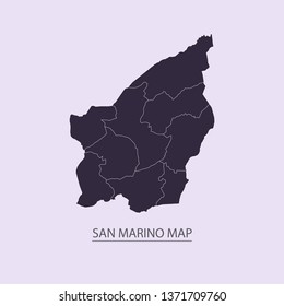 San Marino - High detailed map violet outline map with caption on violet background.Abstract design vector illustration eps 10.