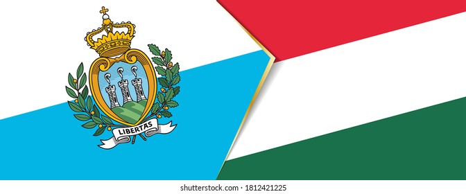 San Marino and Hungary flags, two vector flags symbol of relationship or confrontation.
