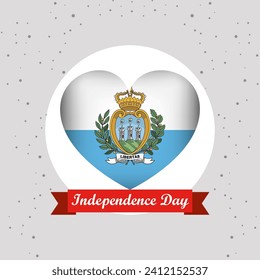 San Marino Independence Day With Heart Emblem Design