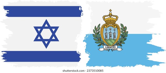 San Marino and Israel grunge flags connection, vector