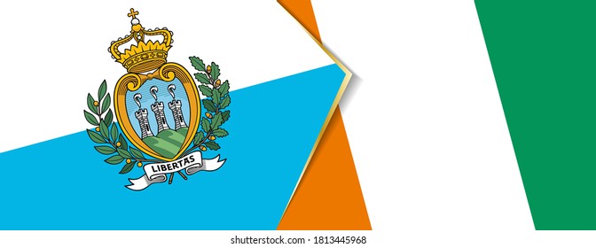 San Marino and Ivory Coast flags, two vector flags symbol of relationship or confrontation.