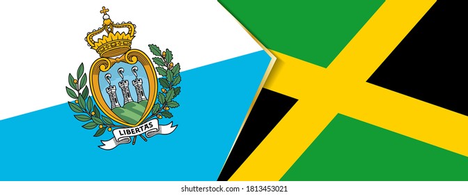 San Marino and Jamaica flags, two vector flags symbol of relationship or confrontation.