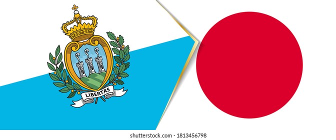San Marino and Japan flags, two vector flags symbol of relationship or confrontation.