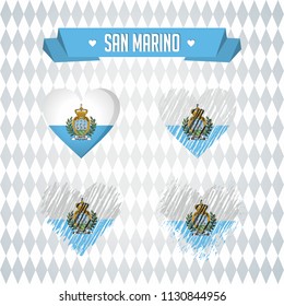 San Marino with love. Design vector broken heart with flag inside.