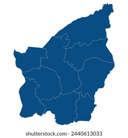 San Marino map. Map of San Marino in administrative provinces in blue color