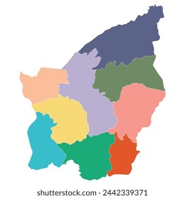 San Marino map. Map of San Marino in administrative provinces in multicolor