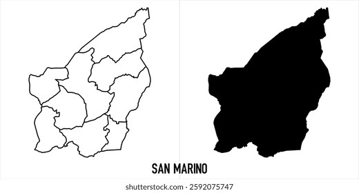 san marino Map - black World Map International vector template with High detailed isolated on white background - Vector