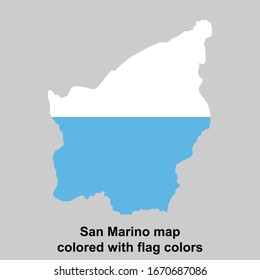 San Marino map colored with flag colors isolated vector illustration