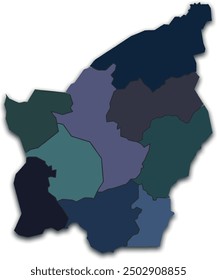 SAN MARINO MAP WITH ITS DISTRICTS AND POLITICAL ADMINISTRATIVE DIVISIONS