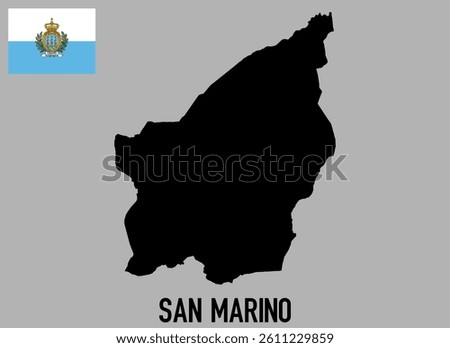 San Marino Map and flag - black World Map and flag International vector template with High detailed isolated on grey background - Vector