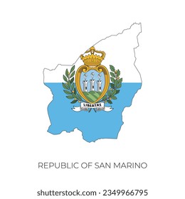 San Marino map and flag. Detailed silhouette vector illustration	