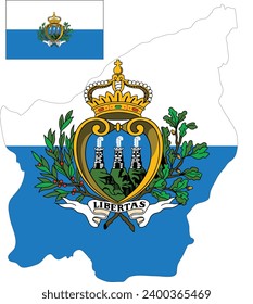 San Marino Map and Flag illustration Vector