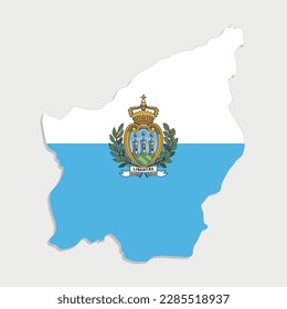 san marino map with flag on gray background