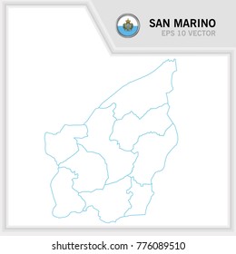 San Marino map and flag in white background