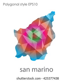 San Marino map in geometric polygonal style.Abstract gems triangle,modern design background.