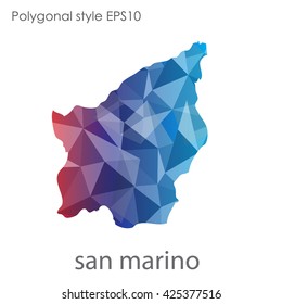 San Marino map in geometric polygonal style.Abstract gems triangle,modern design background.