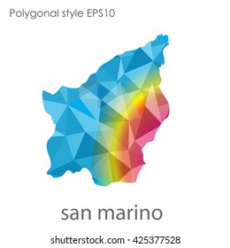 San Marino map in geometric polygonal style.Abstract gems triangle,modern design background.