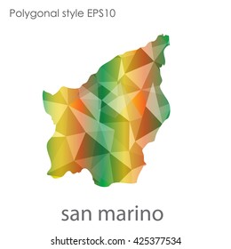 San Marino map in geometric polygonal style.Abstract gems triangle,modern design background.