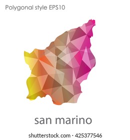 San Marino map in geometric polygonal style.Abstract gems triangle,modern design background.