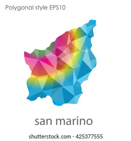 San Marino map in geometric polygonal style.Abstract gems triangle,modern design background.